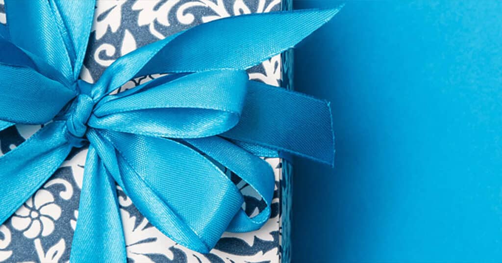 blue gift on blue background