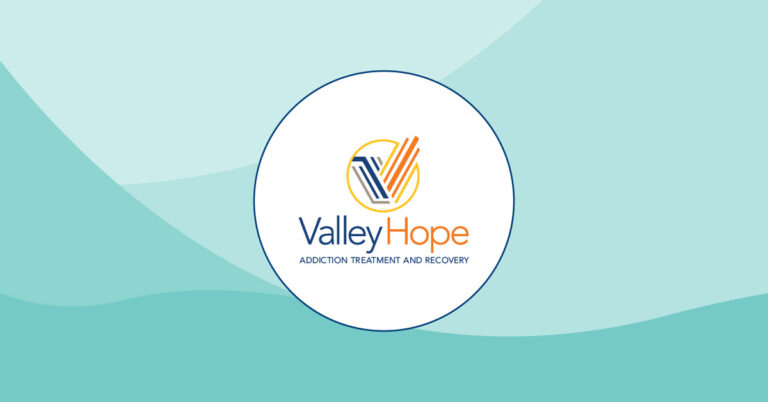 Logo of Valley Hope, featuring the name and tagline "Addiction Treatment and Recovery" on a soft blue background.